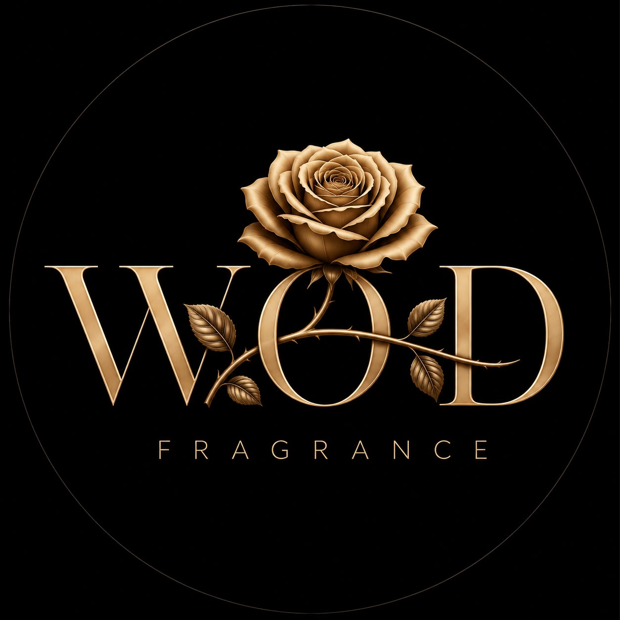 WOD Fragrance gold rose monogram logo